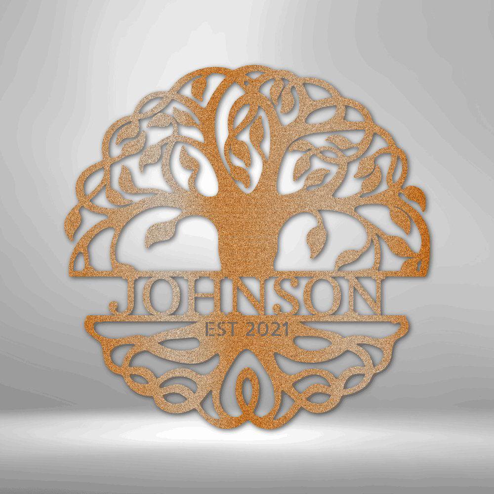 Fancy Tree of Life Monogram - Steel Sign - Giftinum