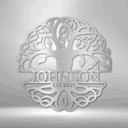 Fancy Tree of Life Monogram - Steel Sign - Giftinum