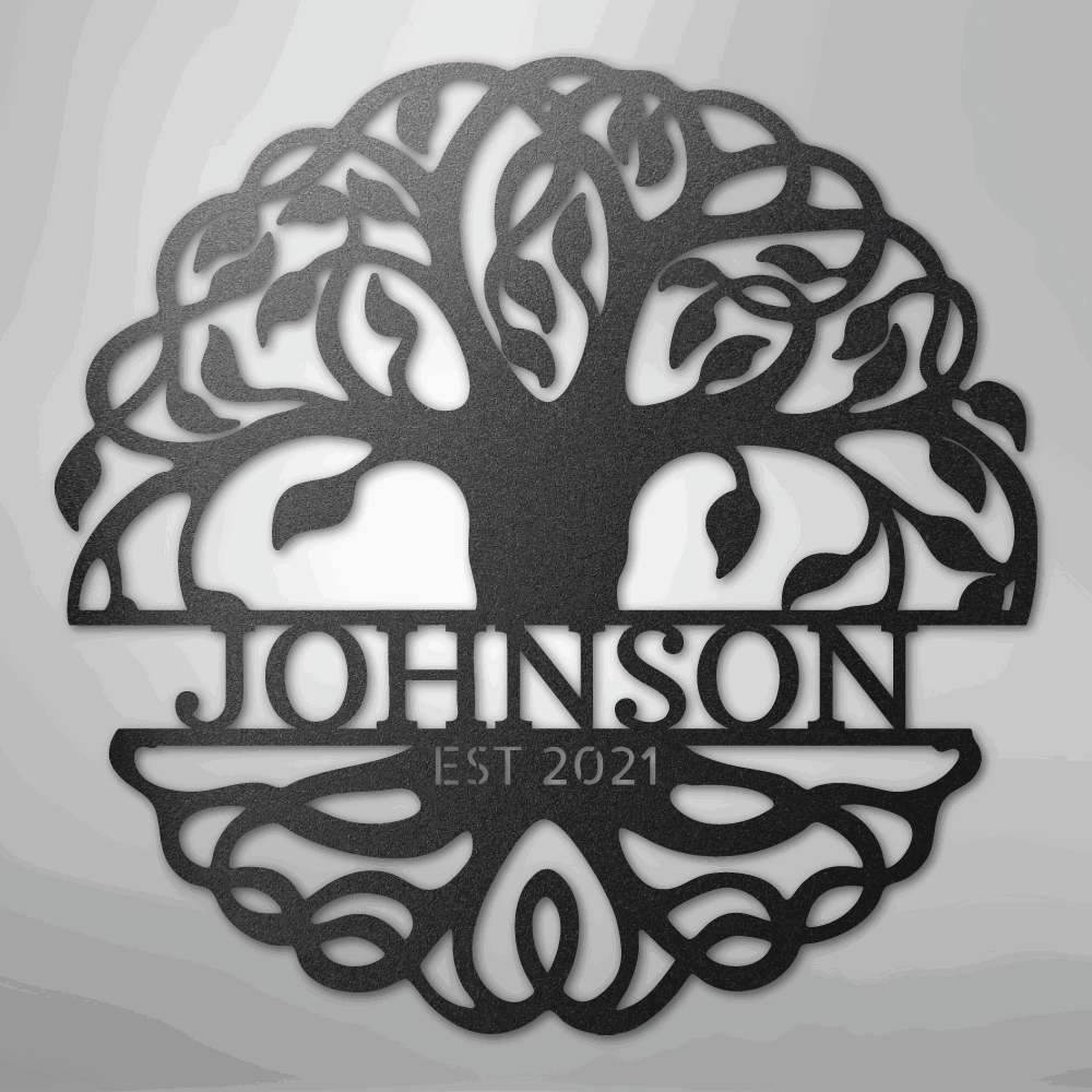 Fancy Tree of Life Monogram - Steel Sign - Giftinum