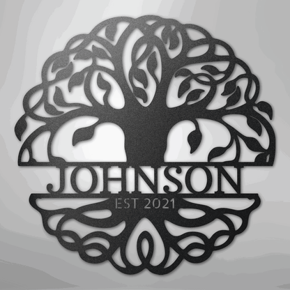 Fancy Tree of Life Monogram - Steel Sign - Giftinum