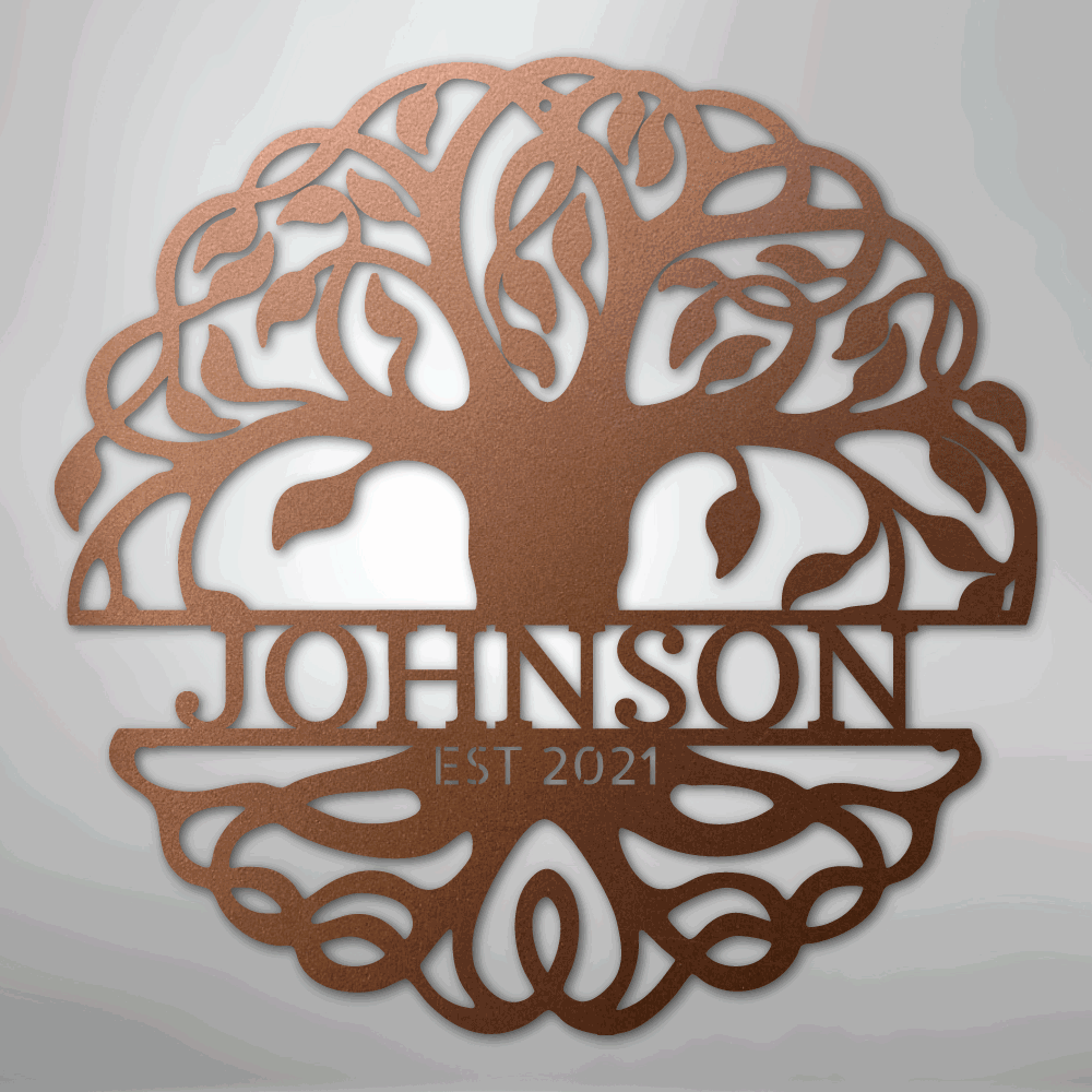 Fancy Tree of Life Monogram - Steel Sign - Giftinum