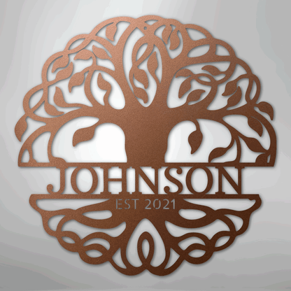 Fancy Tree of Life Monogram - Steel Sign - Giftinum