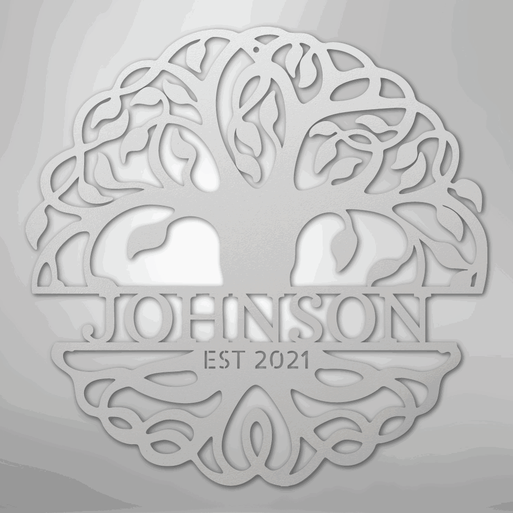Fancy Tree of Life Monogram - Steel Sign - Giftinum