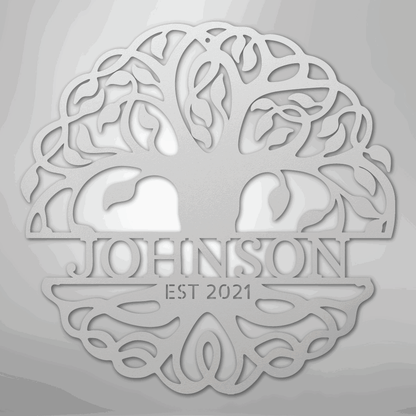 Fancy Tree of Life Monogram - Steel Sign - Giftinum