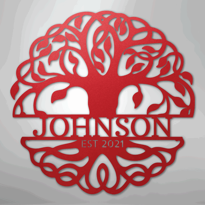 Fancy Tree of Life Monogram - Steel Sign - Giftinum