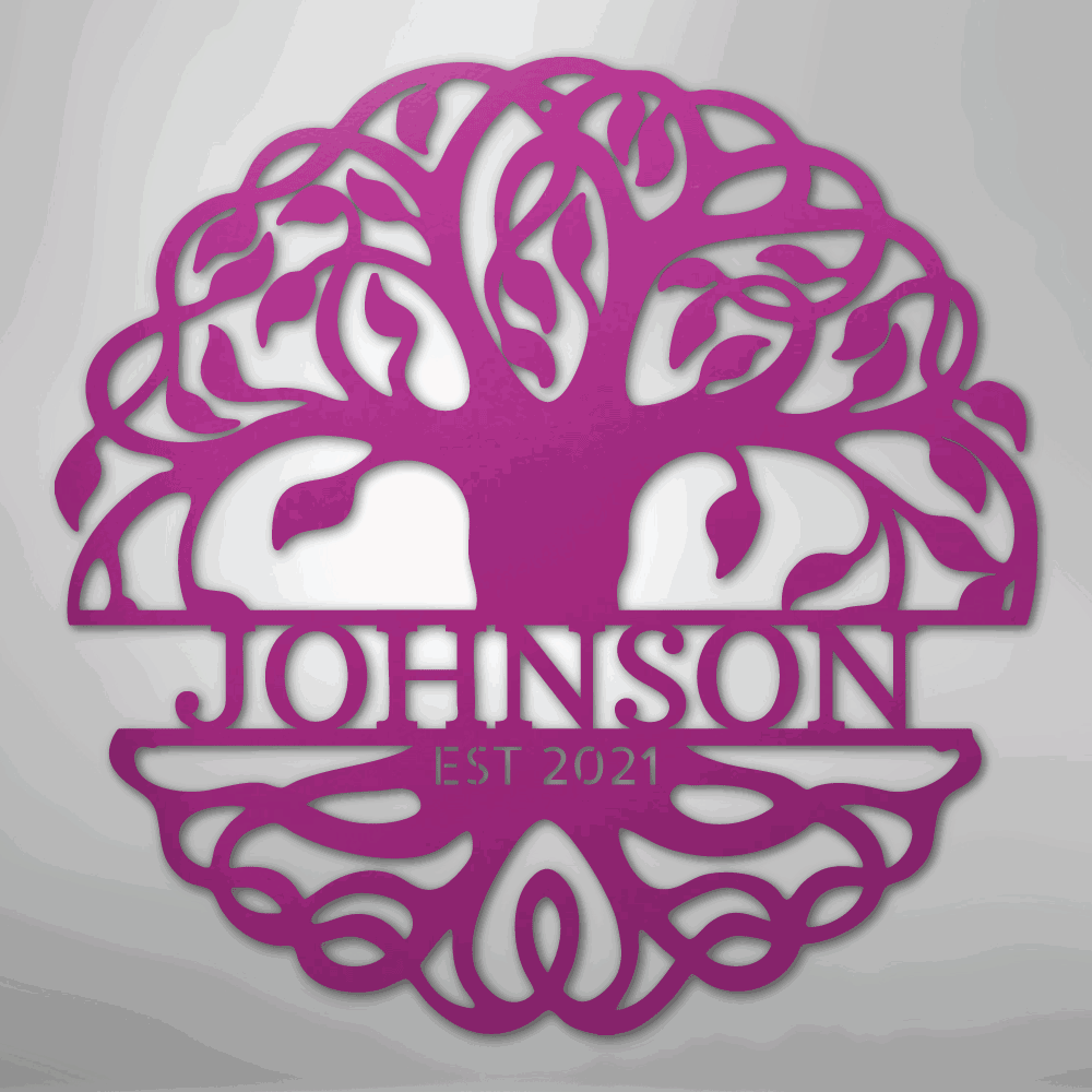Fancy Tree of Life Monogram - Steel Sign - Giftinum