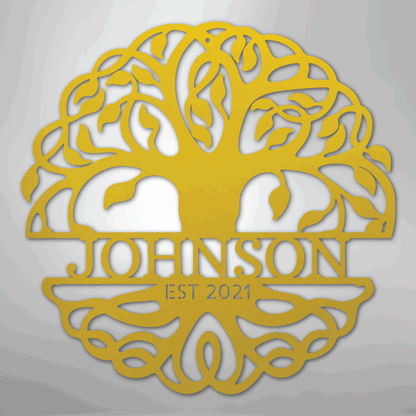 Fancy Tree of Life Monogram - Steel Sign - Giftinum