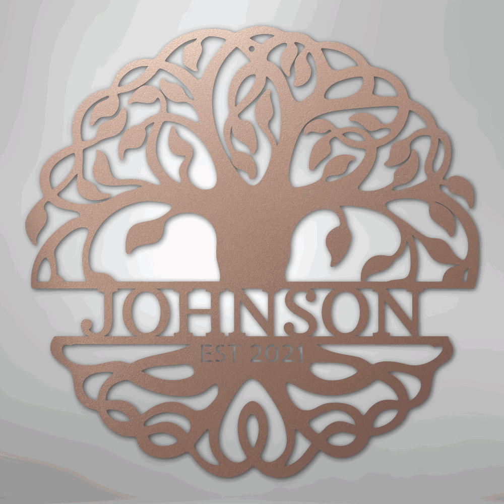 Fancy Tree of Life Monogram - Steel Sign - Giftinum
