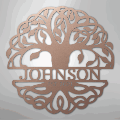 Fancy Tree of Life Monogram - Steel Sign - Giftinum