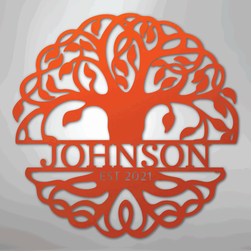 Fancy Tree of Life Monogram - Steel Sign - Giftinum