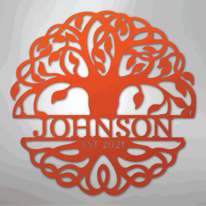 Fancy Tree of Life Monogram - Steel Sign - Giftinum