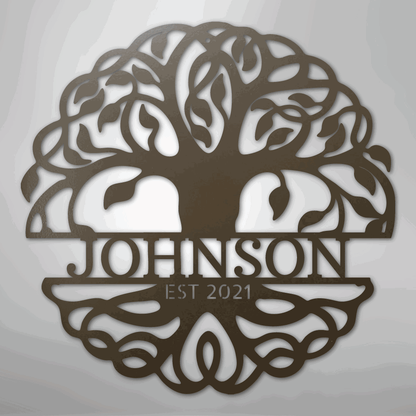 Fancy Tree of Life Monogram - Steel Sign - Giftinum