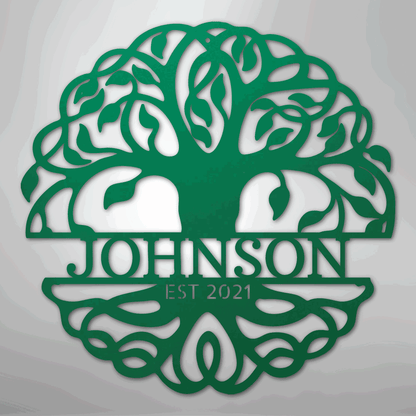 Fancy Tree of Life Monogram - Steel Sign - Giftinum