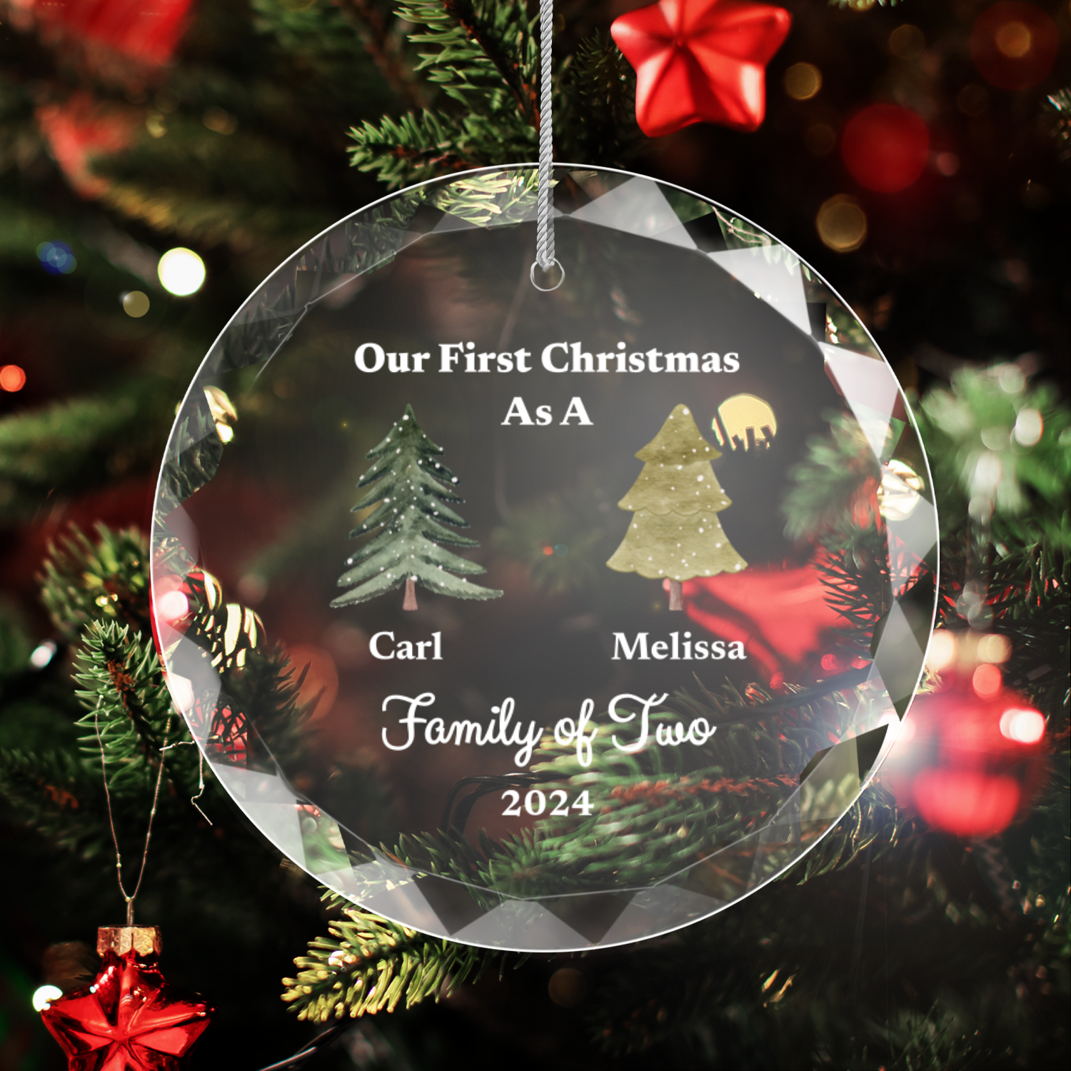 First Christmas as Family of Ornament With Gift Box Family of Two Ornaments and Accents Giftinum