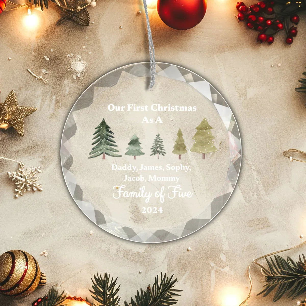 First Christmas as Family of Ornament With Gift Box - Giftinum