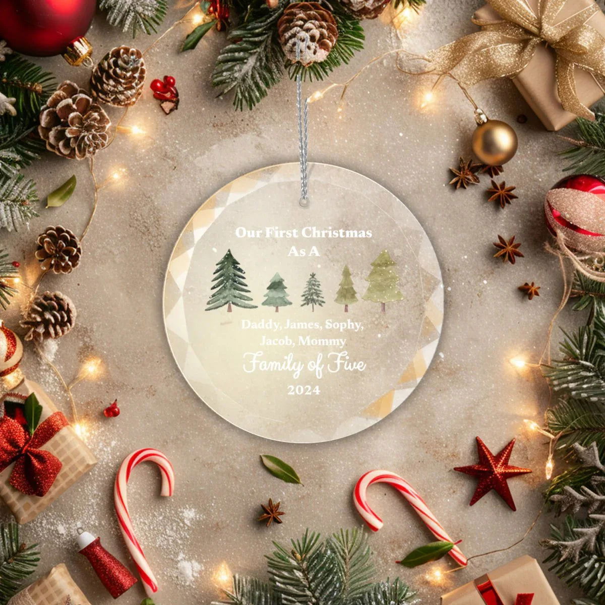 First Christmas as Family of Ornament With Gift Box - Giftinum