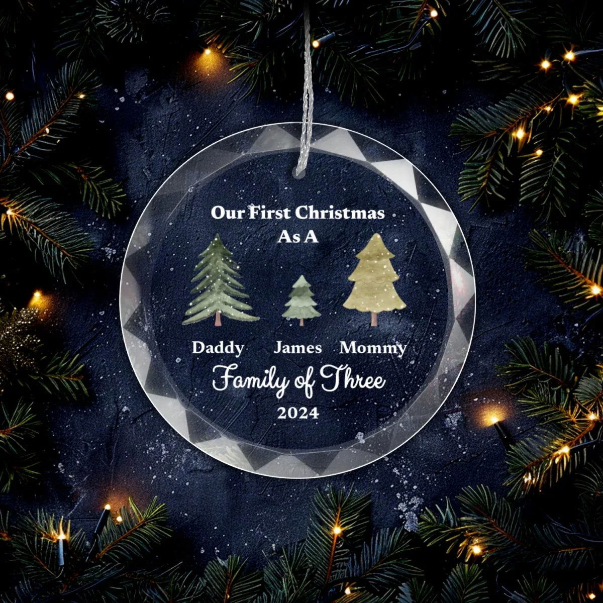 First Christmas as Family of Ornament With Gift Box - Giftinum