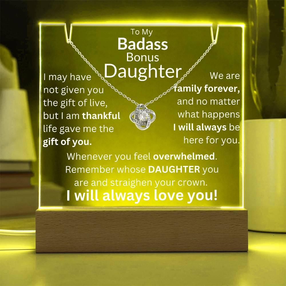 Gift of You Acrylic and Necklace Bundle - Badass Bonus Daughter Gift - Giftinum