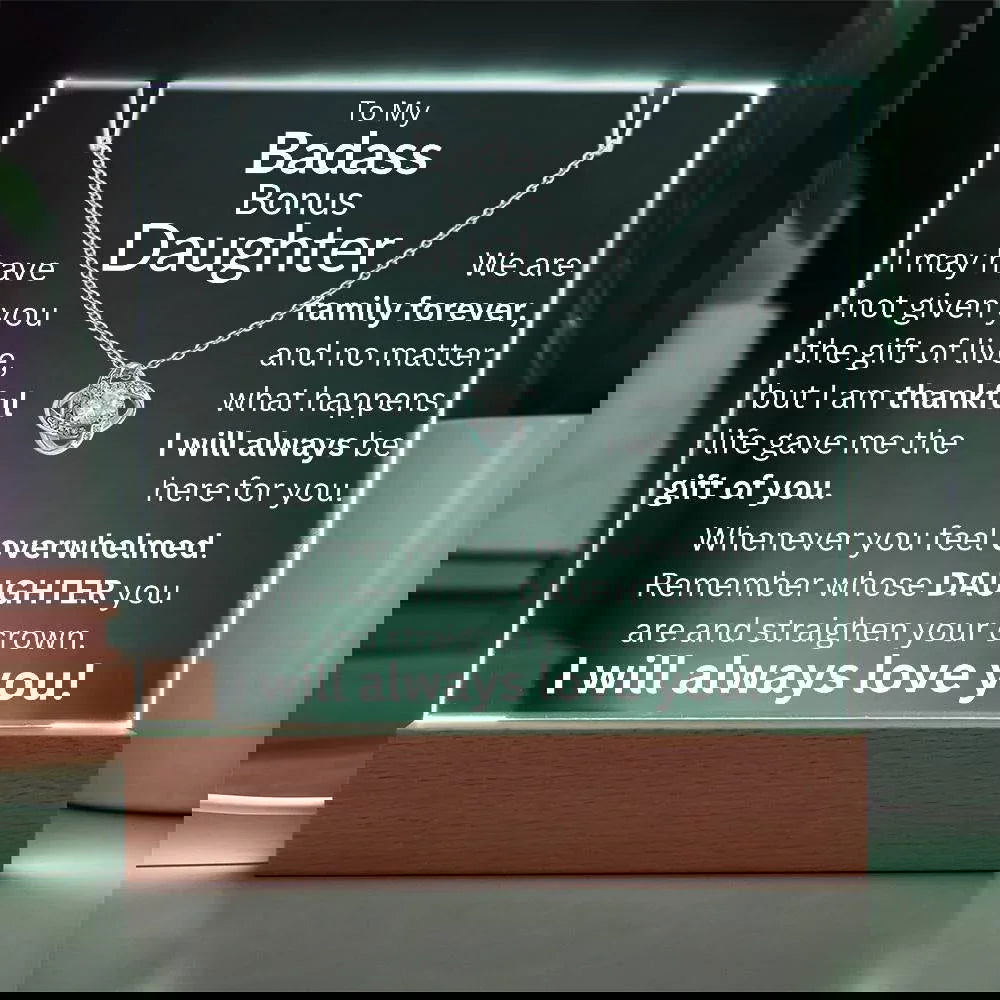 Gift of You Acrylic and Necklace Bundle - Badass Bonus Daughter Gift - Giftinum