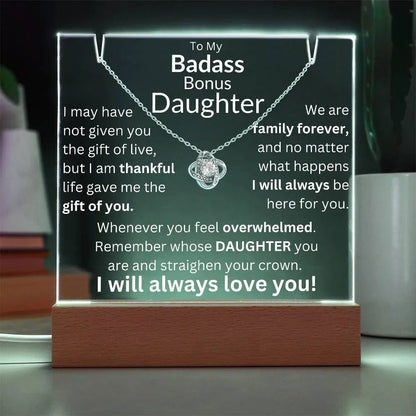 Gift of You Acrylic and Necklace Bundle - Badass Bonus Daughter Gift - Giftinum