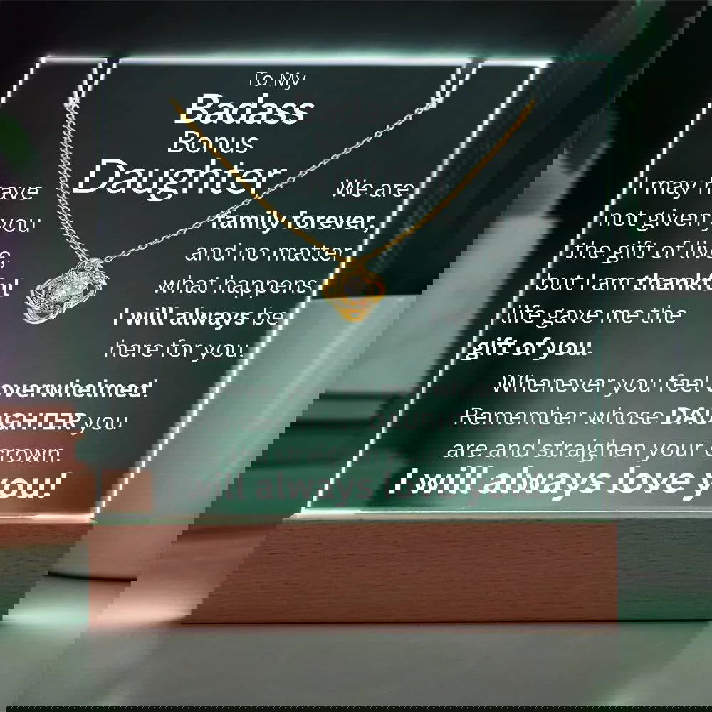 Gift of You Acrylic and Necklace Bundle - Badass Bonus Daughter Gift - Giftinum