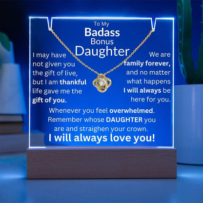 Gift of You Acrylic and Necklace Bundle - Badass Bonus Daughter Gift - Giftinum