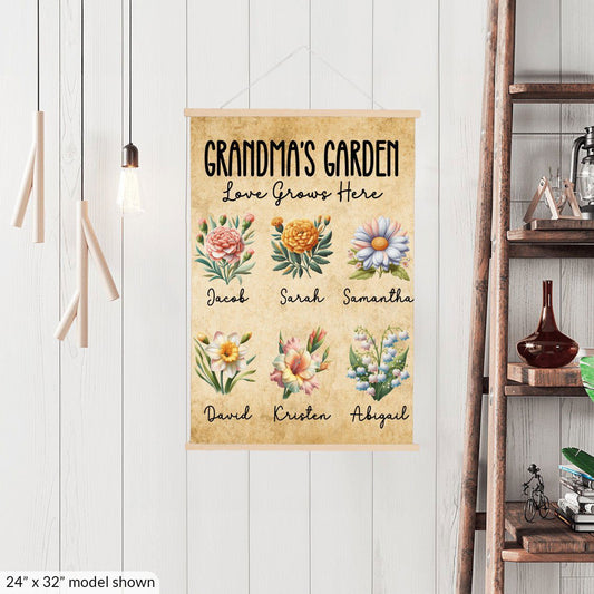 Grandma's Garden Hanging Canvas | Love Grows Here - Giftinum