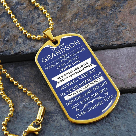Grandson Dog Tag Necklace - Giftinum