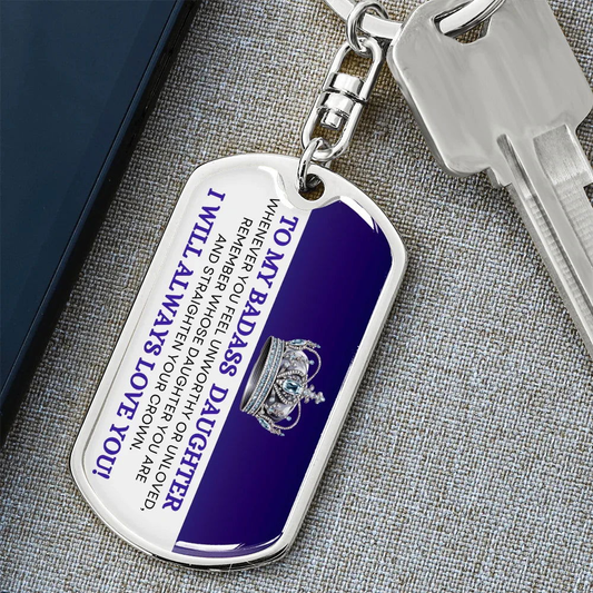 Inspirational Dog Tag Keychain Gift for Daughter - SS017 - Giftinum