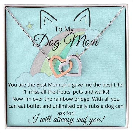 Interlocking Heart Necklace for Dog Mom Polished Stainless Steel & Rose Gold Finish / Standard Box Jewelry Giftinum
