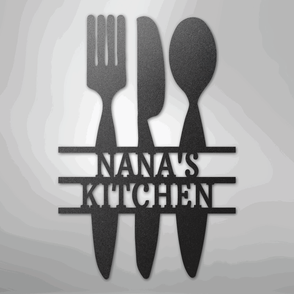 Kitchen Utensil Monogram - Steel Sign - Giftinum