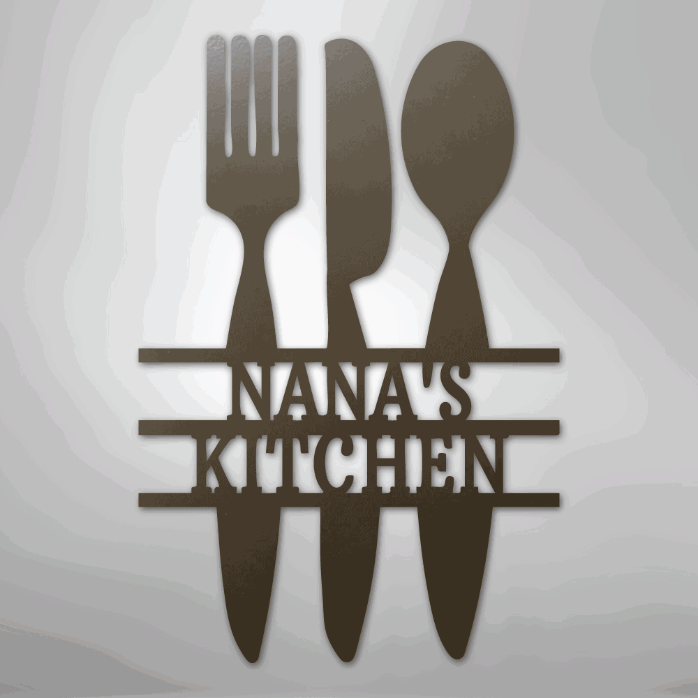 Kitchen Utensil Monogram - Steel Sign - Giftinum