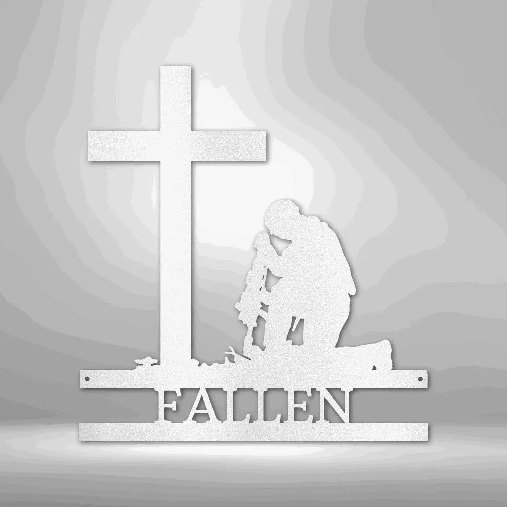 Kneeling Soldier Monogram - Steel Sign - Giftinum