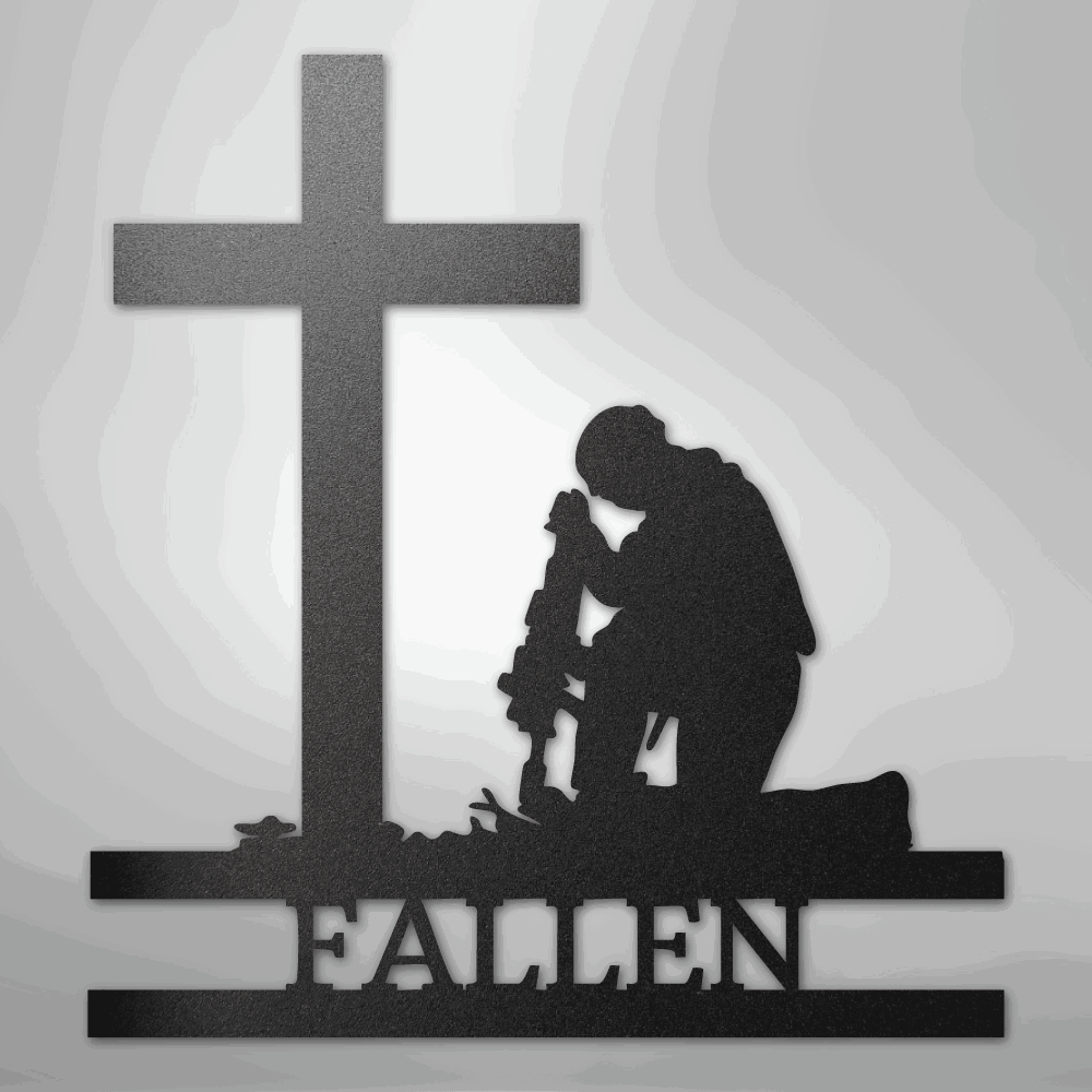 Kneeling Soldier Monogram - Steel Sign - Giftinum