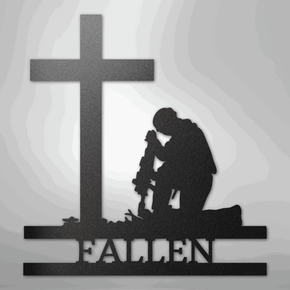 Kneeling Soldier Monogram - Steel Sign - Giftinum