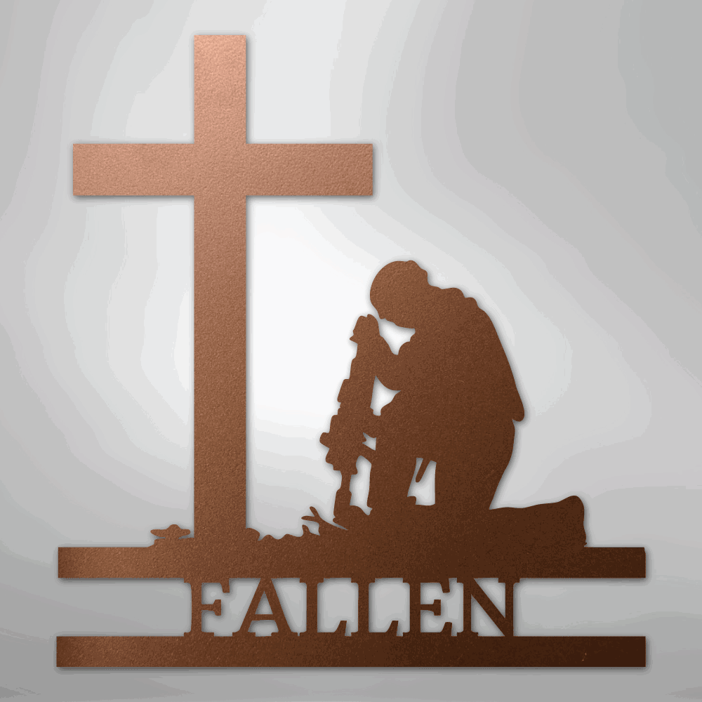 Kneeling Soldier Monogram - Steel Sign - Giftinum