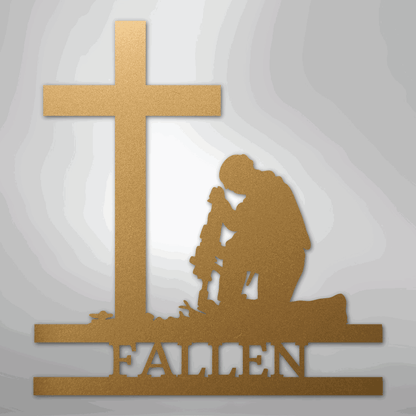 Kneeling Soldier Monogram - Steel Sign - Giftinum
