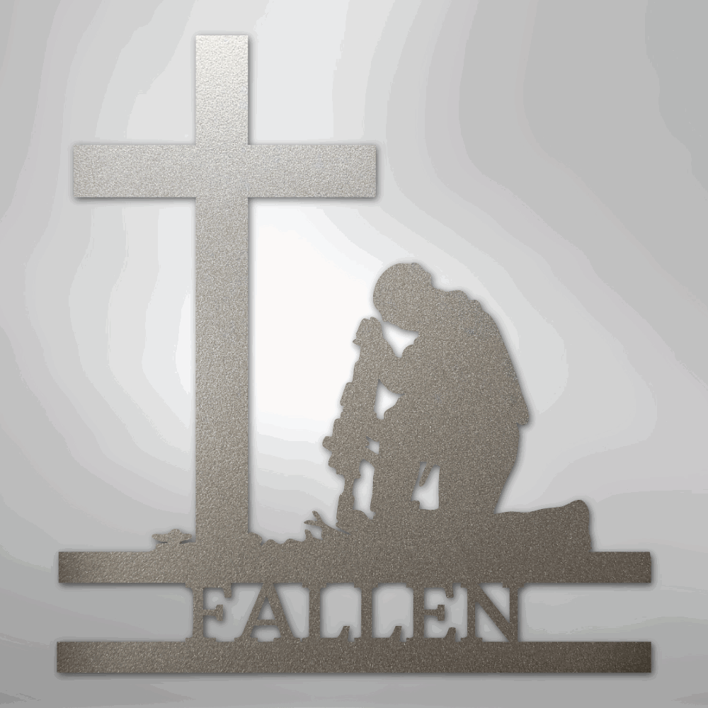 Kneeling Soldier Monogram - Steel Sign - Giftinum