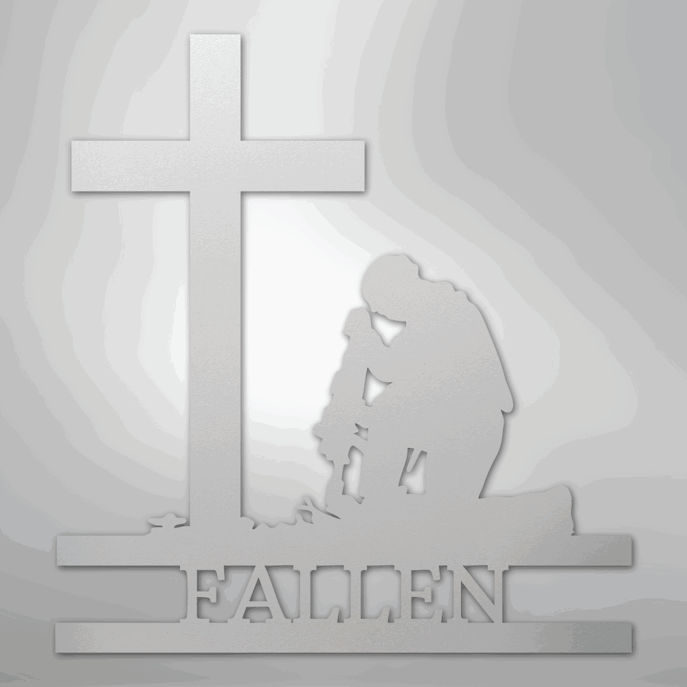 Kneeling Soldier Monogram - Steel Sign - Giftinum
