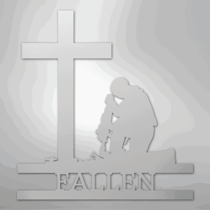 Kneeling Soldier Monogram - Steel Sign - Giftinum