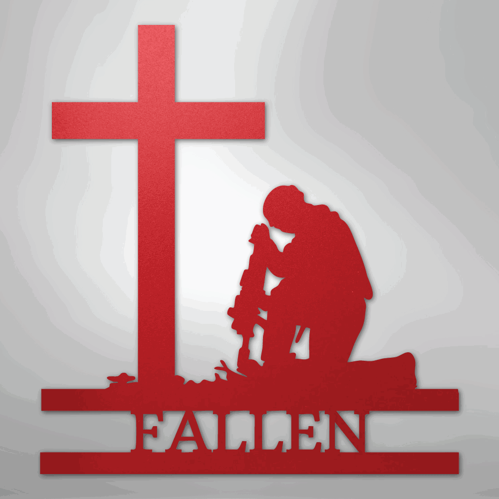 Kneeling Soldier Monogram - Steel Sign - Giftinum