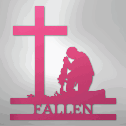 Kneeling Soldier Monogram - Steel Sign - Giftinum