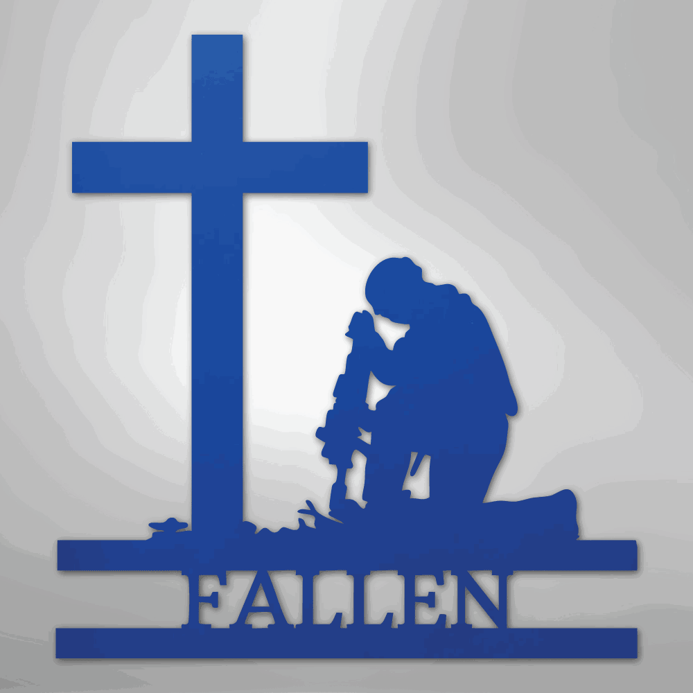 Kneeling Soldier Monogram - Steel Sign - Giftinum