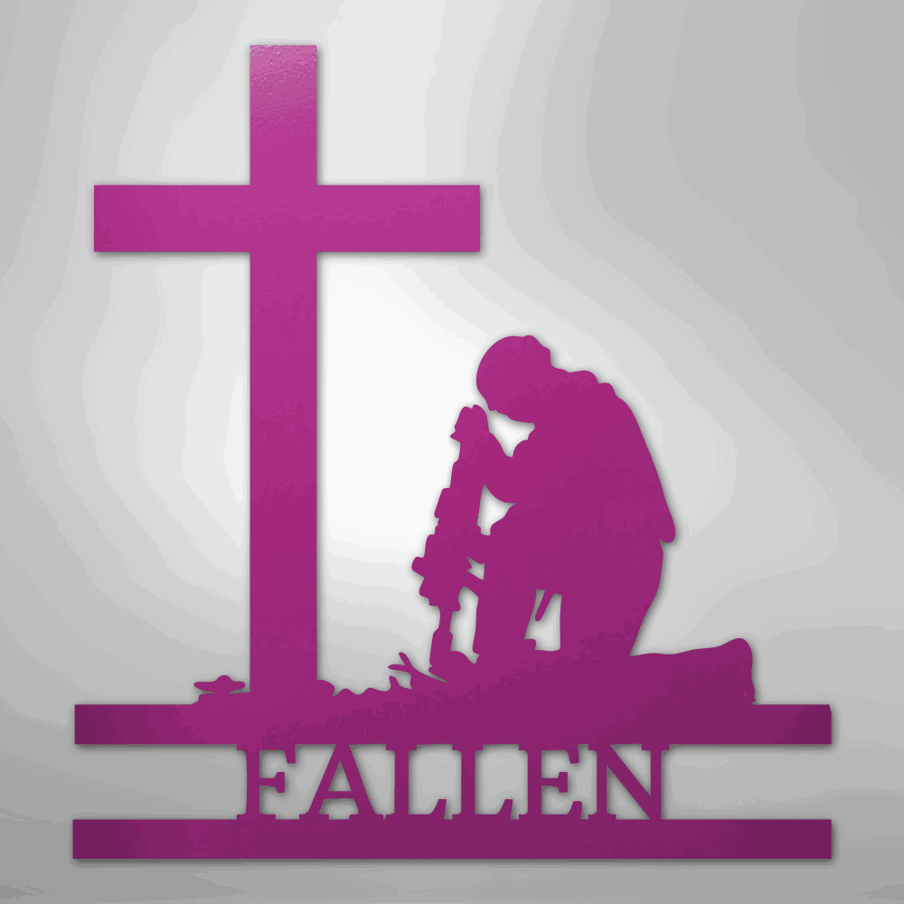 Kneeling Soldier Monogram - Steel Sign - Giftinum