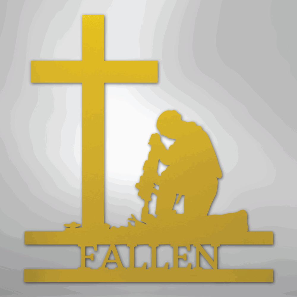 Kneeling Soldier Monogram - Steel Sign - Giftinum
