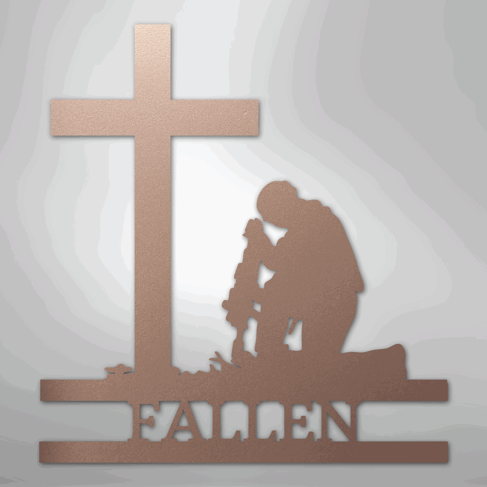 Kneeling Soldier Monogram - Steel Sign - Giftinum