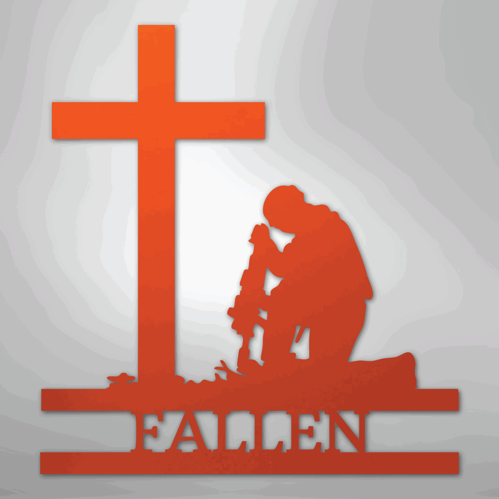 Kneeling Soldier Monogram - Steel Sign - Giftinum