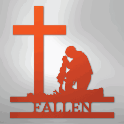 Kneeling Soldier Monogram - Steel Sign - Giftinum