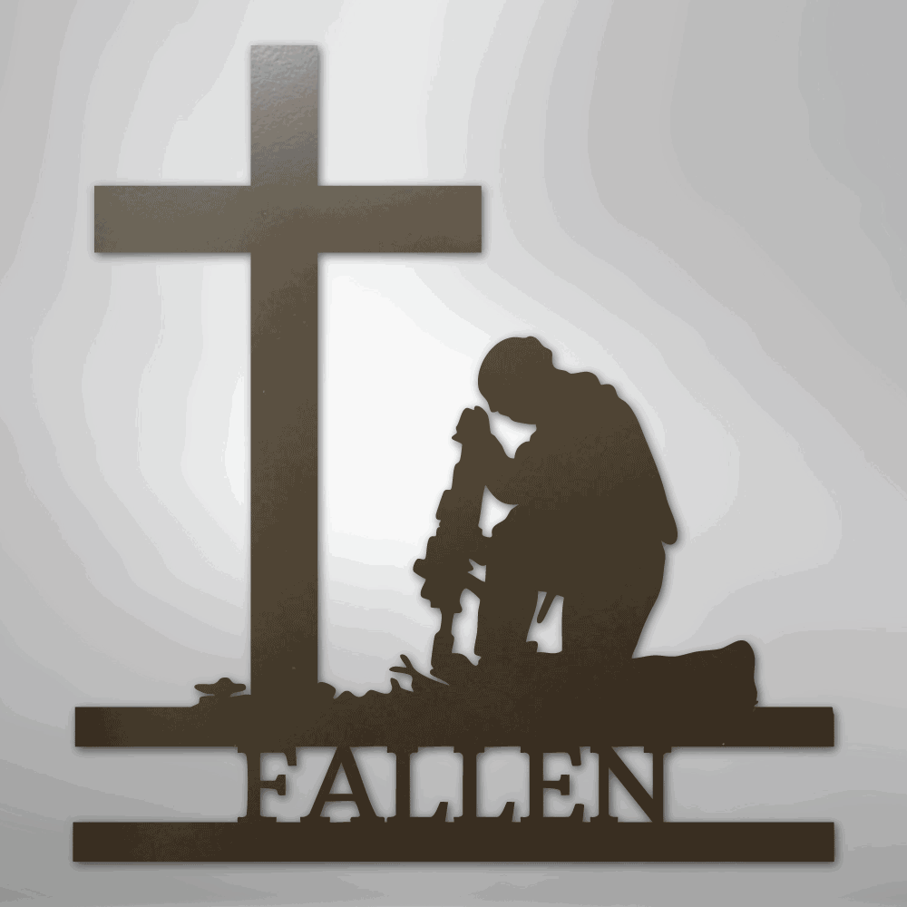 Kneeling Soldier Monogram - Steel Sign - Giftinum