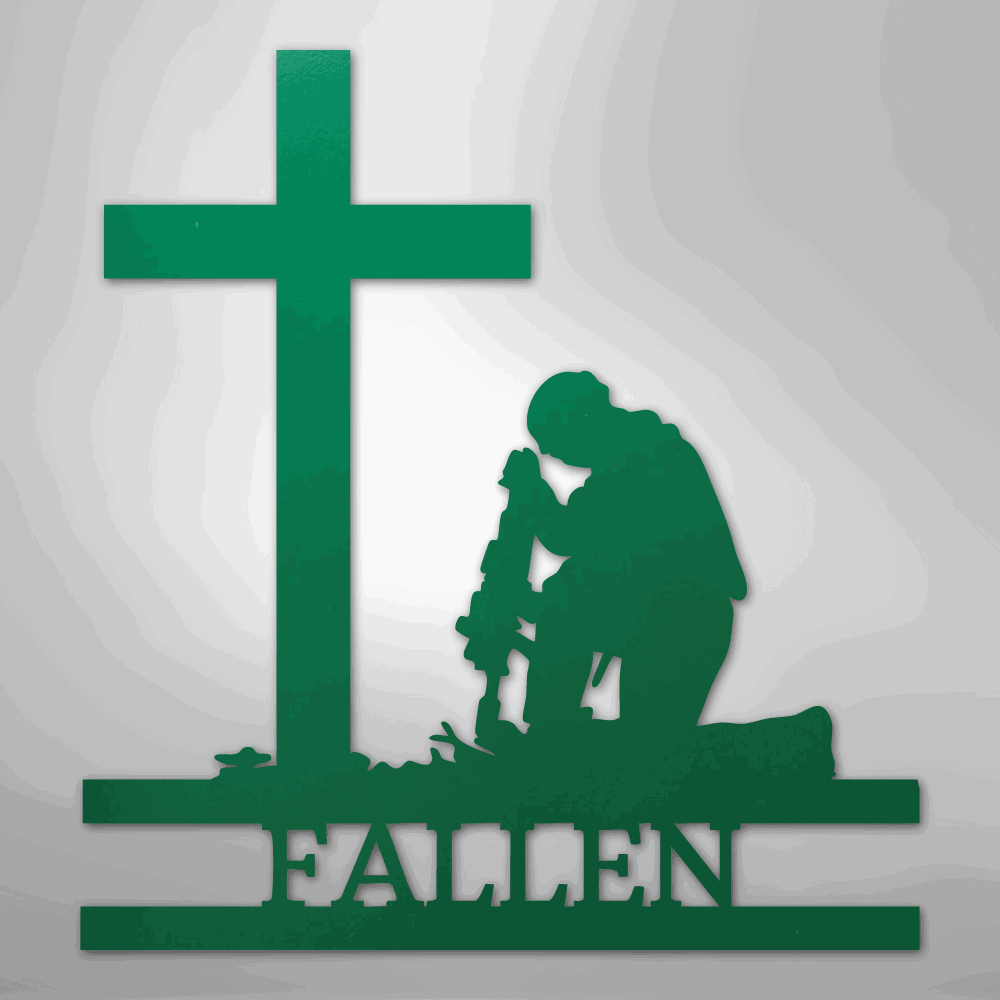 Kneeling Soldier Monogram - Steel Sign - Giftinum